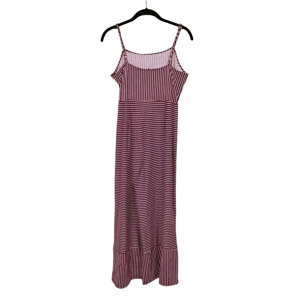Poof Red Stripe Spaghetti Strap Stretch Side Zip Wide leg Jumper Jumpsuit Size M - Picture 3 of 6